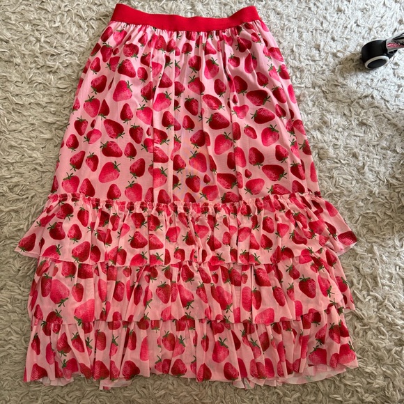 Eva Franco Anthropologie Strawberry Tiered Midi Skirt - Picture 9 of 10